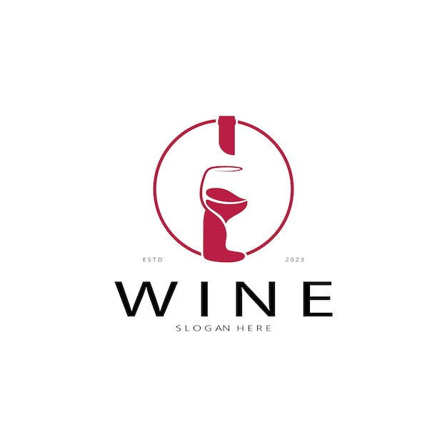 Ilustración de vector de plantilla de diseño de logotipo de vino de iconvector