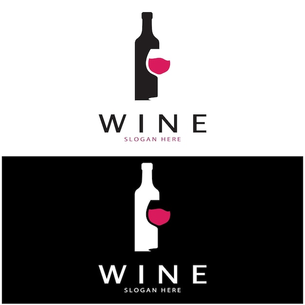 Ilustración de vector de plantilla de diseño de logotipo de vino de iconvector