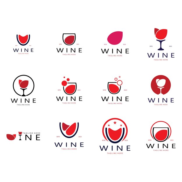 Ilustración de vector de plantilla de diseño de logotipo de vino de iconvector