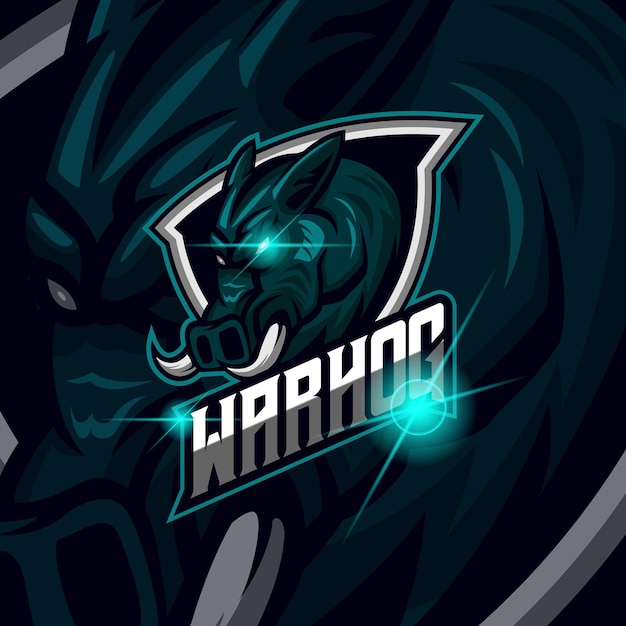 Ilustración de vector de plantilla de diseño de logotipo warthog esport