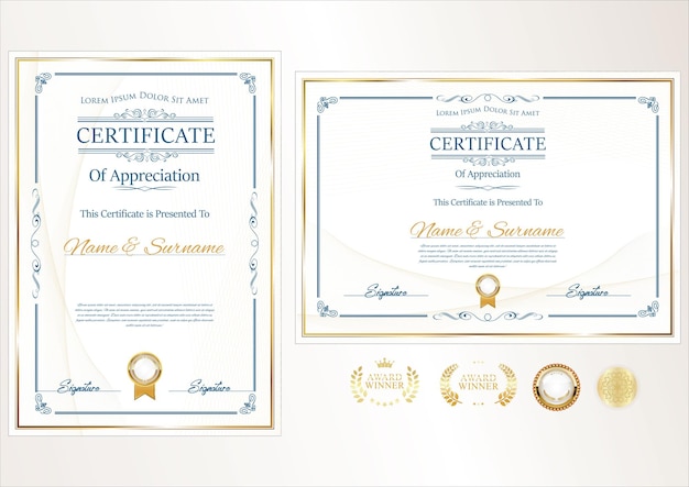 Ilustración de vector de plantilla de diseño retro certificado o diploma