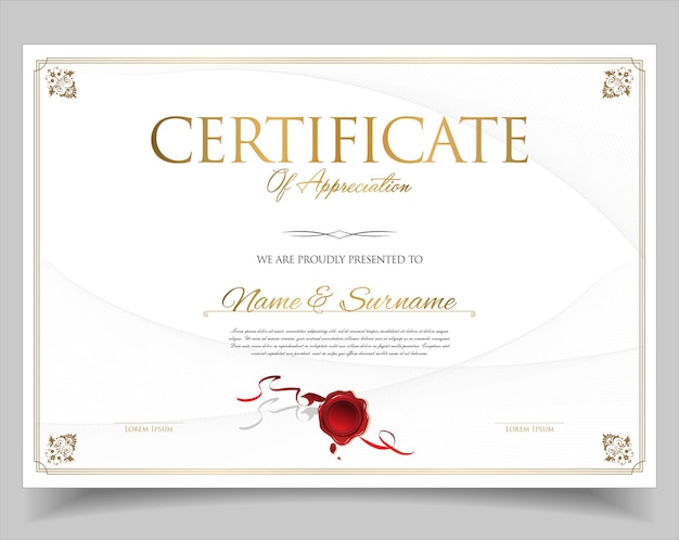 Ilustración de vector de plantilla de diseño retro certificado o diploma