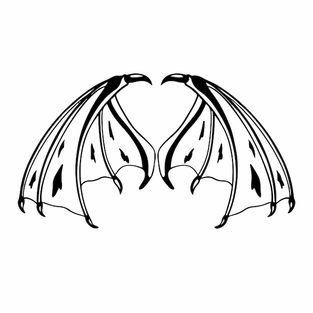 Vector ilustración de vector de plantilla de diseño de tatuaje de logotipo de alas de diablo