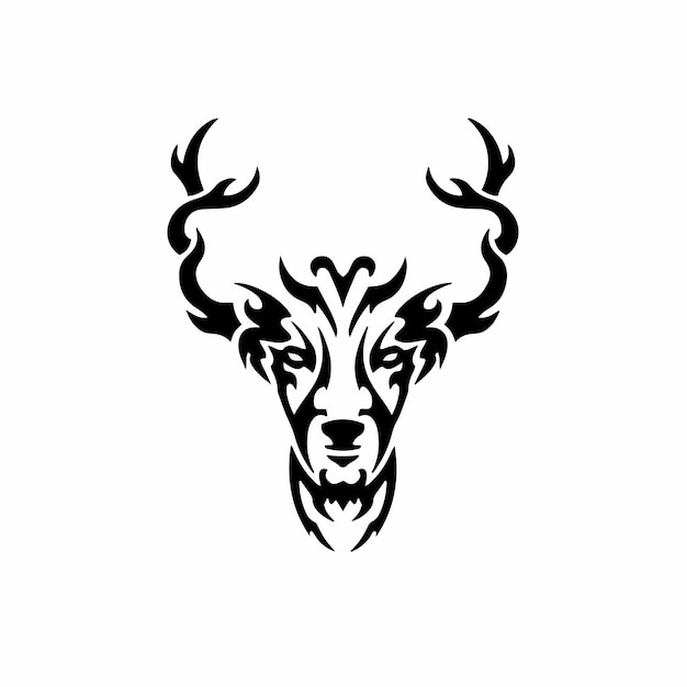 Ilustración de vector de plantilla de diseño de tatuaje de logotipo de ciervo tribal