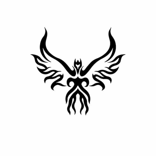 Ilustración de vector de plantilla de diseño de tatuajes tribales con logotipo de ave fénix