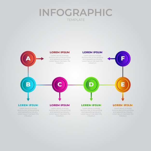 Ilustración de vector de plantilla infográfica de conexión moderna de seis pasos