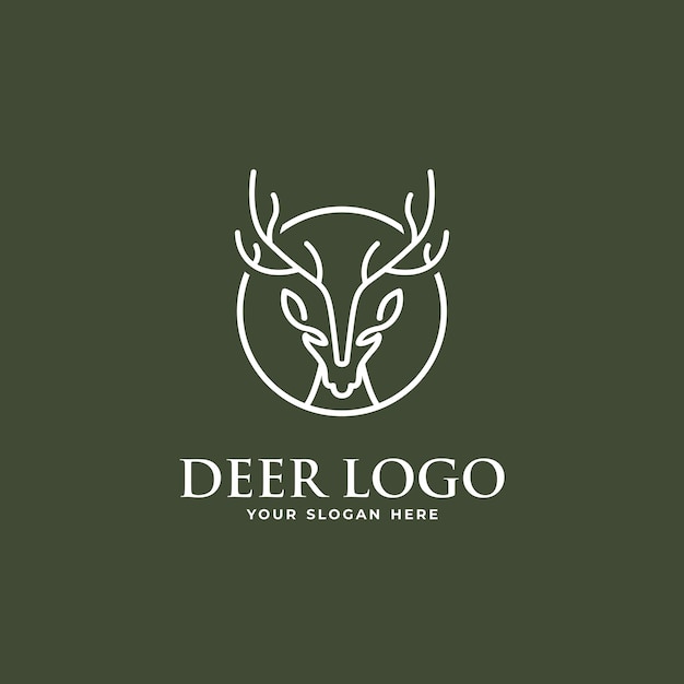 Ilustración de vector de plantilla de logotipo de cabeza de ciervo