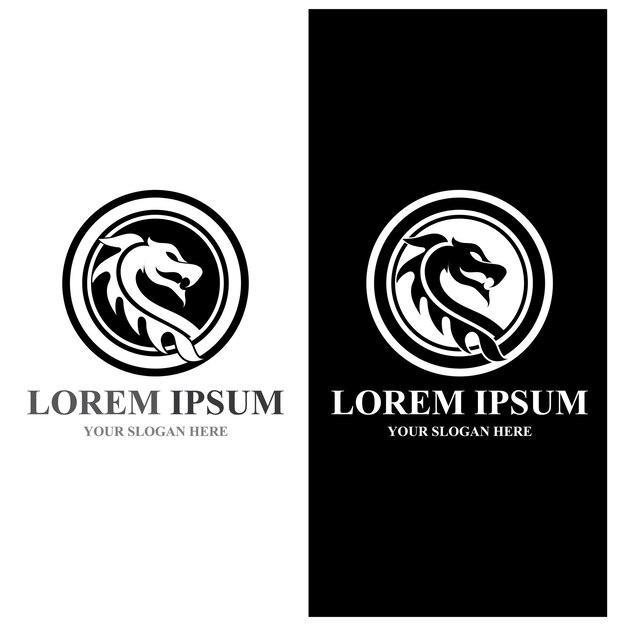 Ilustración de vector de plantilla de logotipo de dragón