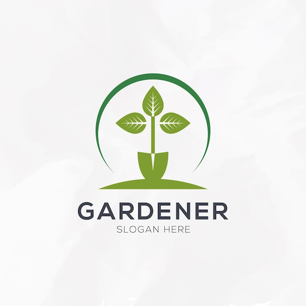 Ilustración de vector de plantilla de logotipo de entorno de jardinero verde