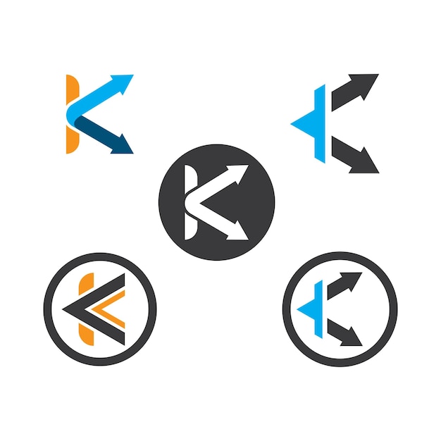 Ilustración de Vector de plantilla de logotipo de flecha de letra K