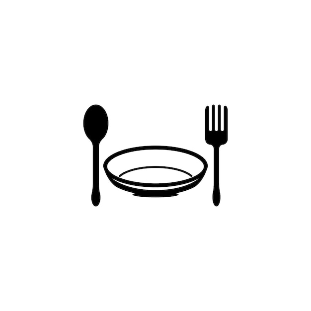 Ilustración de vector de plantilla de logotipo de icono de cuchara y placa