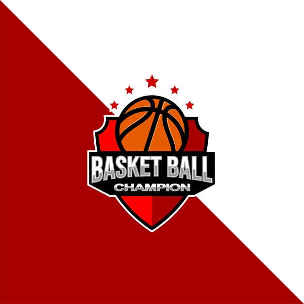 Ilustración de vector de plantilla de logotipo de insignia de baloncesto
