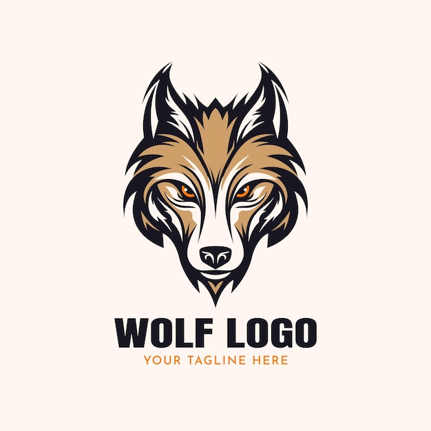 Ilustración de vector de plantilla de logotipo de lobo abstracto