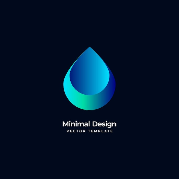 Ilustración de vector de plantilla de logotipo mínimo de gota azul