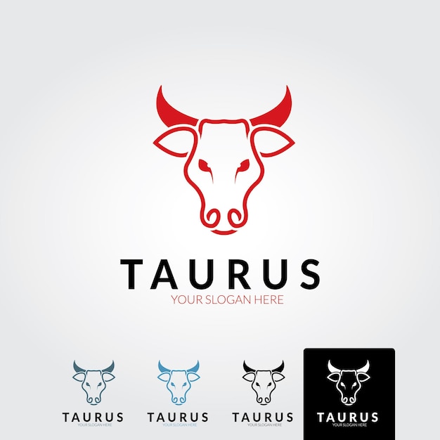 Ilustración de vector de plantilla de logotipo de tauro mínimo