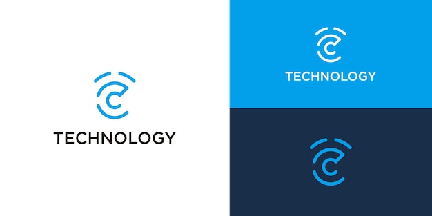 Ilustración de vector de plantilla de logotipo de tecnología de letra C