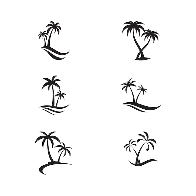 Ilustración de vector de plantilla de logotipo de verano de palmera