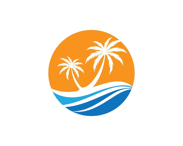 Ilustración de vector de plantilla de logotipo de verano de palmera