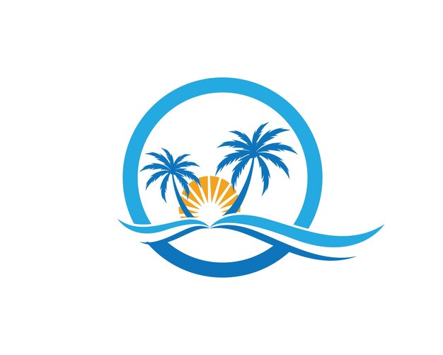 Ilustración de vector de plantilla de logotipo de verano de palmera