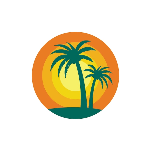 Ilustración de vector de plantilla de logotipo de verano de palmera