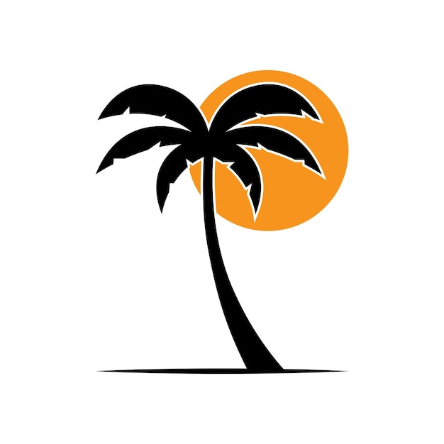 Ilustración de vector de plantilla de logotipo de verano de palmera