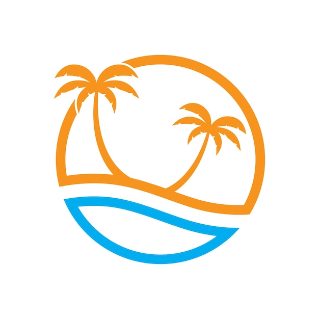 Ilustración de vector de plantilla de logotipo de verano de palmera