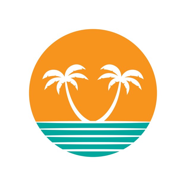 Ilustración de vector de plantilla de logotipo de verano de palmera
