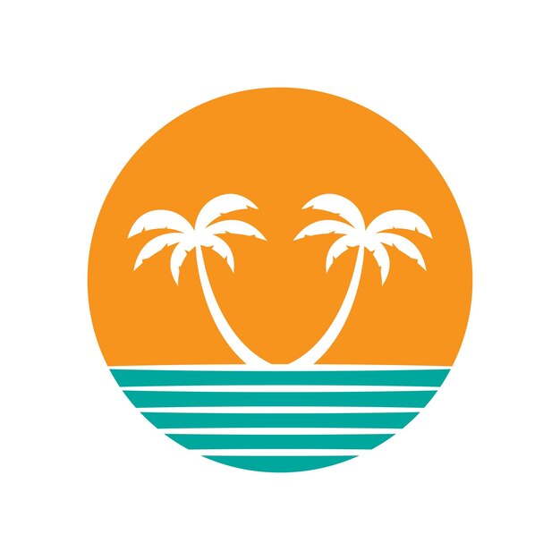 Ilustración de vector de plantilla de logotipo de verano de palmera