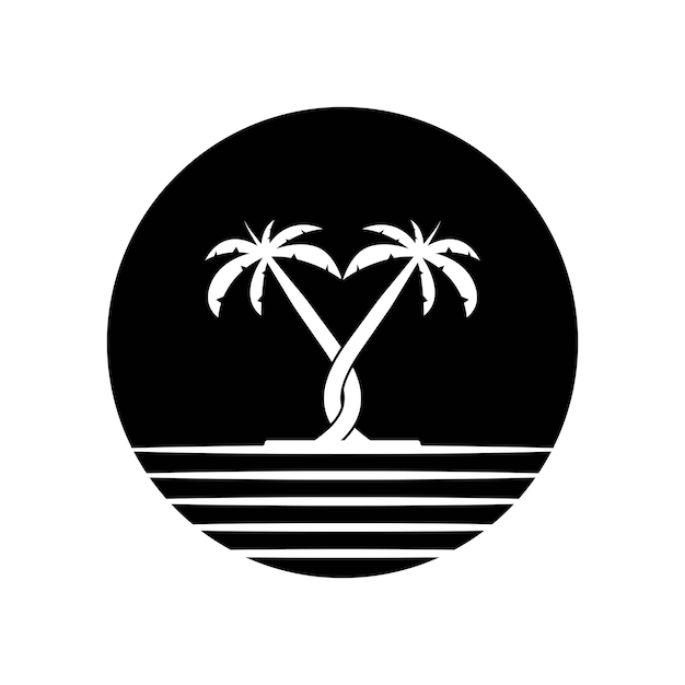 Ilustración de vector de plantilla de logotipo de verano de palmera