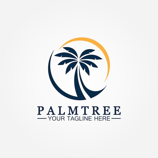 Ilustración de vector de plantilla de logotipo de verano de palmera