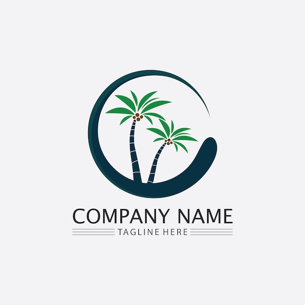 Ilustración de vector de plantilla de logotipo de verano de palmera