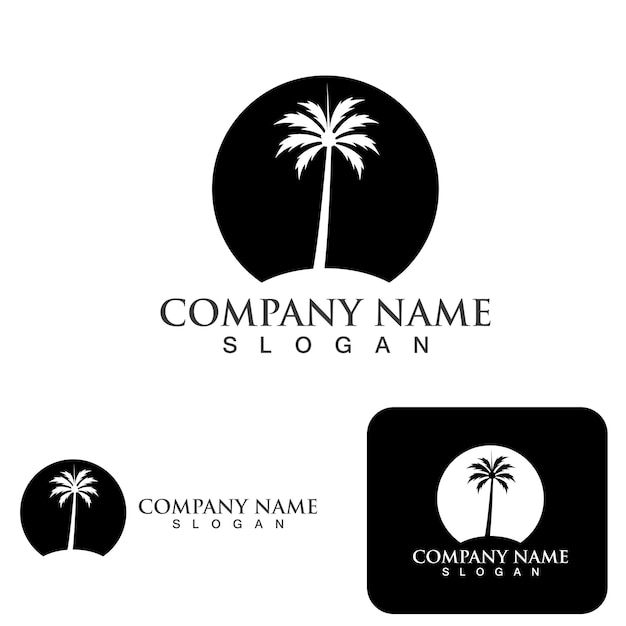 Ilustración de vector de plantilla de logotipo de verano de palmera