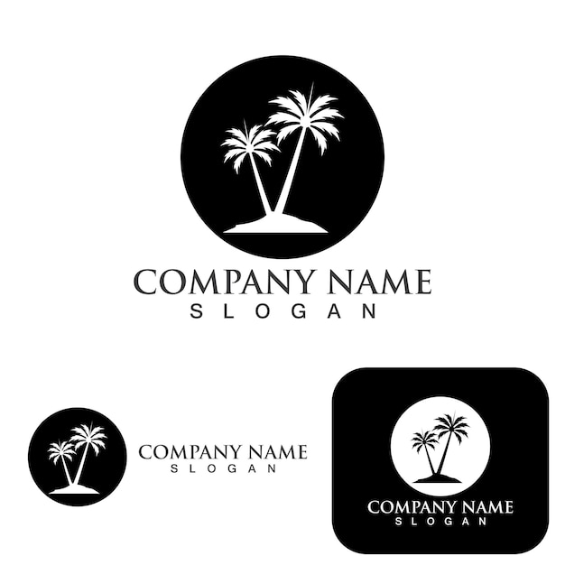 Ilustración de vector de plantilla de logotipo de verano de palmera