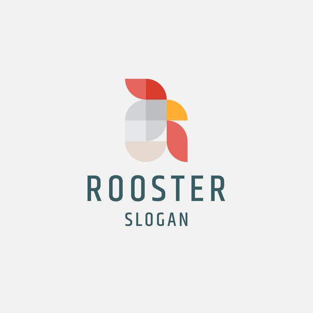 Ilustración de vector de plantilla plana de diseño de icono de logotipo de gallo