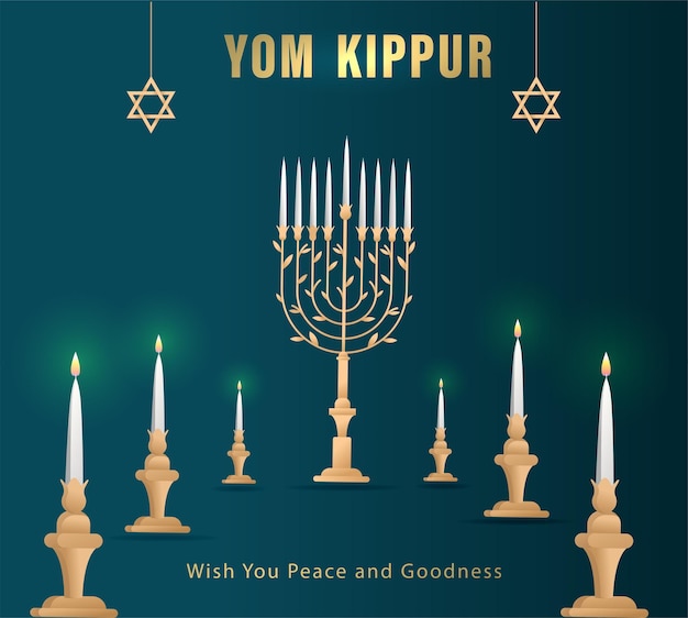 Ilustración de vector de plantilla de yom kippur. diseño decorativo de vacaciones judías póster