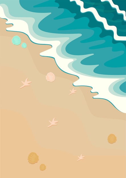 Ilustración de vector de playa de verano junto al mar