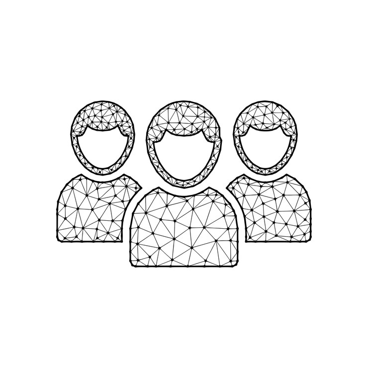 Vector ilustración de vector poligonal de usuarios aislado sobre fondo blanco