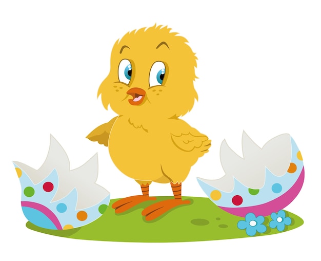 Vector ilustración de vector de pollito de pascua de dibujos animados