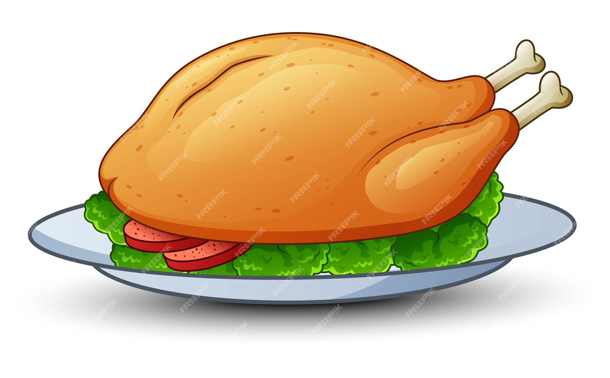 Ilustración de vector de pollo asado en bandeja | Vector Premium