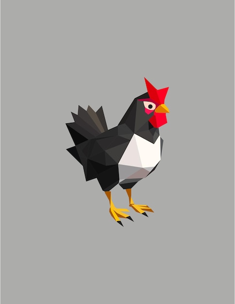 Vector ilustración de vector de pollo de baja poli