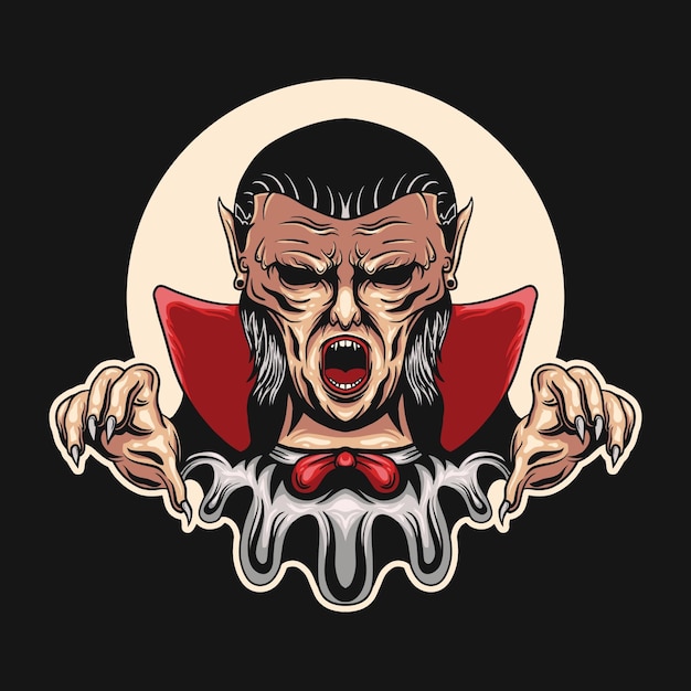 Ilustración de vector de pose de captura de vampiro sobre fondo oscuro