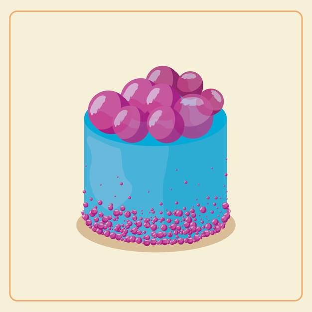 Ilustración de vector de postre de burbujas de pastel de cumpleaños azul