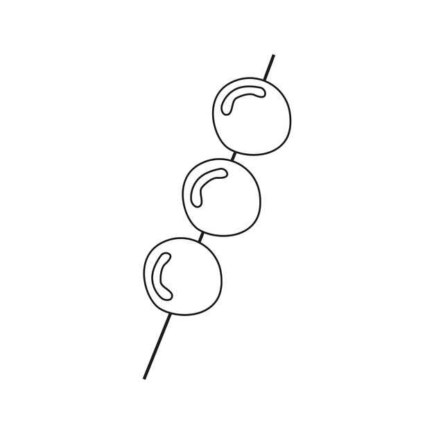 Ilustración de vector de postre dango en estilo doodle