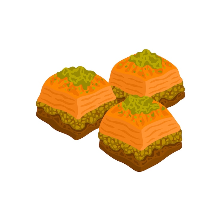 Vector ilustración de vector de postre de medio oriente de panadería dulce árabe baklava