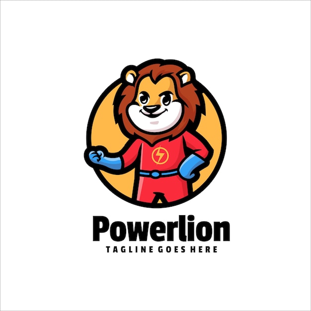 Vector ilustración vector power lion logotipo de dibujos animados de la mascota