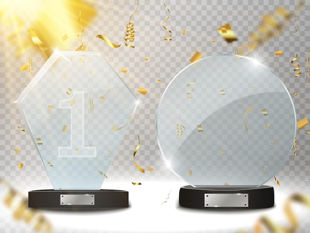 Ilustración de vector de premio de trofeo de vidrio