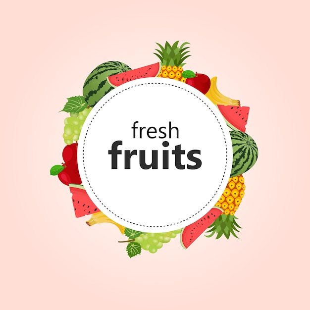 Ilustración de vector premium de colección de frutas frescas