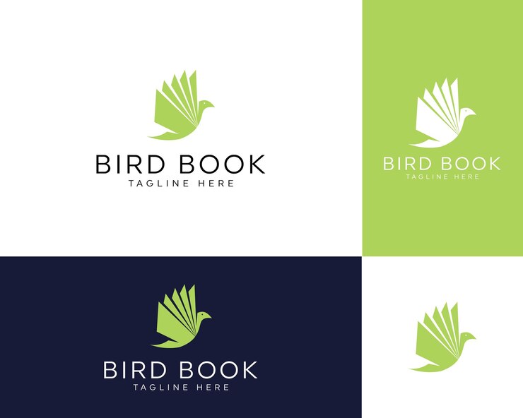 Ilustración de vector premium de logotipo de pájaro y libro