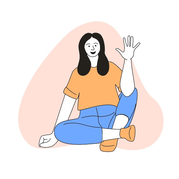 Ilustración de vector premium de niña sentada