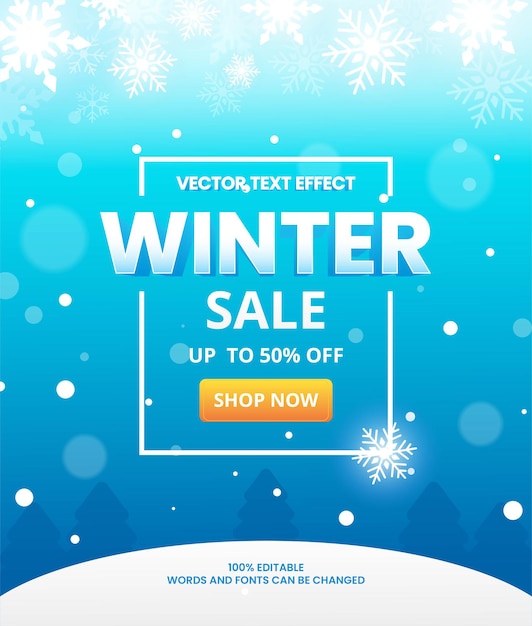 Vector ilustración de vector de promoción de venta de invierno